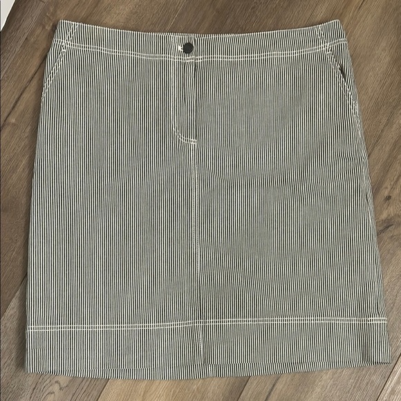Talbots Women’s Gray White Striped Nautical Summer Classic Basic Skirt Size 14 - Picture 1 of 8